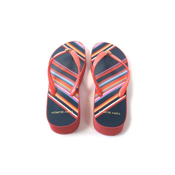 TORY BURCH 9 Cutout Wedge Coral Flip Flops Sandal Shoes - Picture 4 of 9